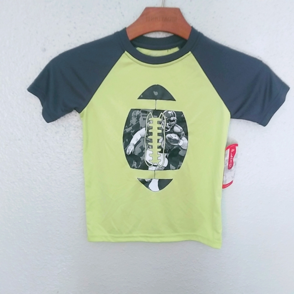 BCG 4/5 Boys Football Player Nylon Sport Shirt Kids  Lime Black